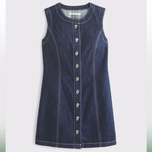 Abercrombie and Fitch Mara high neck vest mini dress denim blue NWT LG tall dark